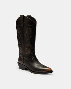 COACH Bottes Cowboy Aria En Cuir Loved En Pour Femmes, Taille - Noir