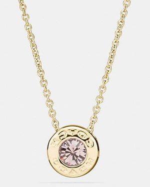 COACH Open Circle Stone Necklace - Black