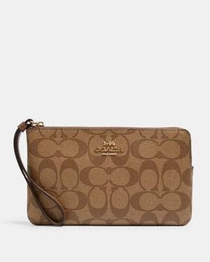 COACH Large Corner Zip Wristlet - Black