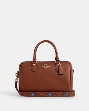 COACH Rowan Satchel Bag With Tooling - Black