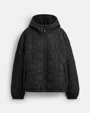 COACH Quilted Signature Puffer Jacket - Black