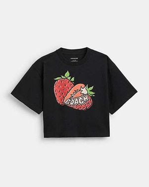 COACH Strawberry Cropped T-Shirt - Black