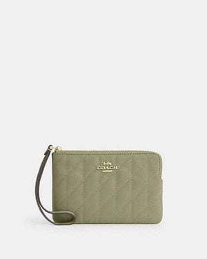 COACH Wristlet Con Cremallera En Esquina Y Acolchado - Verde