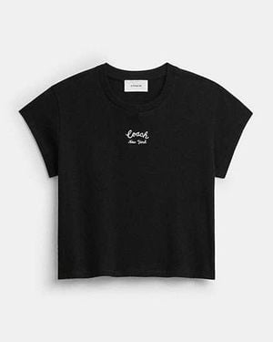 COACH Box-Crewneck-T-Shirt Mit Kappenärmeln Für Frauen - Schwarz