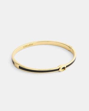 COACH Bracelet Jonc À Charnière Fin Exclusif En Émail - Noir