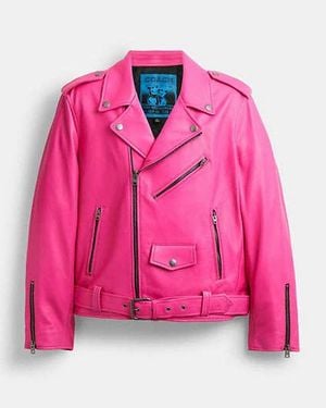 COACH The Lil Nas X Drop Biker Jacket - Pink
