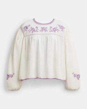 COACH Blusa Floral Bordada - Negro