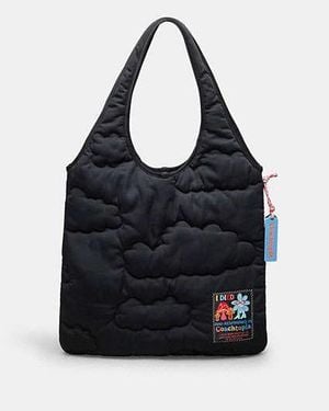 COACH Topia Loop Flat Tote With Cloud Quilting - Black