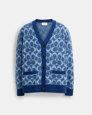 COACH Signature Chunky Cardigan - Blue