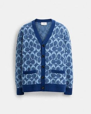 COACH Signature Chunky Cardigan - Blue