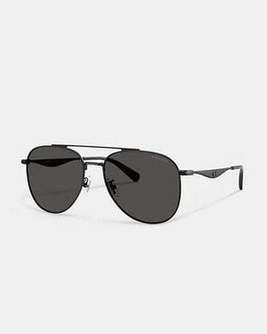 COACH C Hardware Metal Pilot Sunglasses - Black