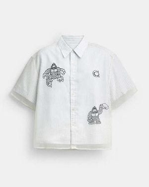 COACH Brain Dead Striped Camp Shirt - Black