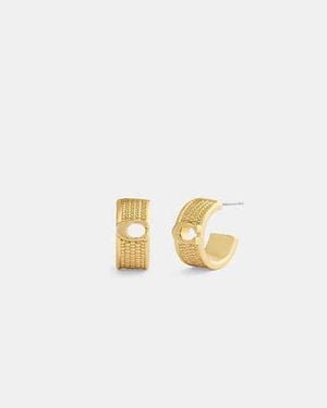 COACH Textured Small Hoop Earrings - Black