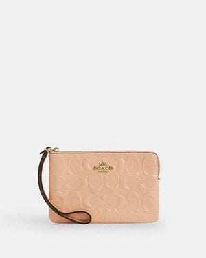 COACH Corner Zip Wristlet With Charm - Black