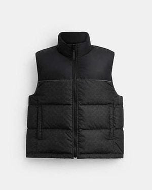 COACH Chaleco Acolchado Signature En Gris, Talla Grande - Negro