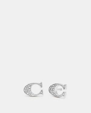 COACH Signature Stud Earrings - Black