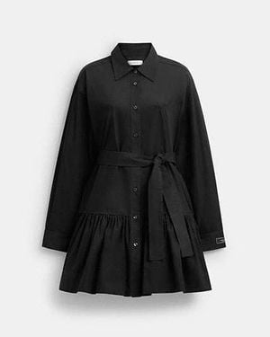 COACH Vestido Camisero De Algodón Orgánico - Negro