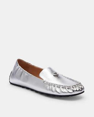 COACH Ronnie Metallic Leather Loafers - White