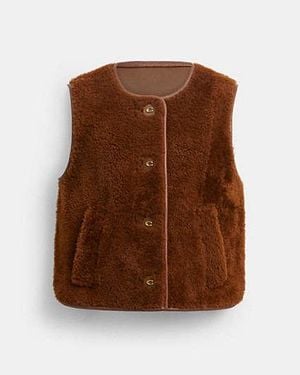 COACH Shearling Vest - Marrón