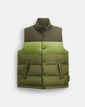 COACH Reversible Colourblock Down Vest - Green