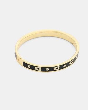 COACH Bracelet Jonc À Charnière Avec C Répété - Noir