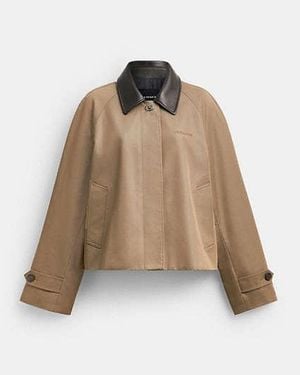 COACH Swing Trench Coat With Leather Collar - Black