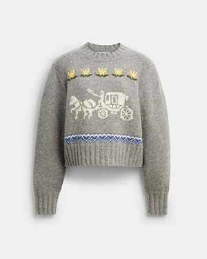 COACH Jersey Cuello Rojoondo Horse And Carriage En, Talla Grande - Negro