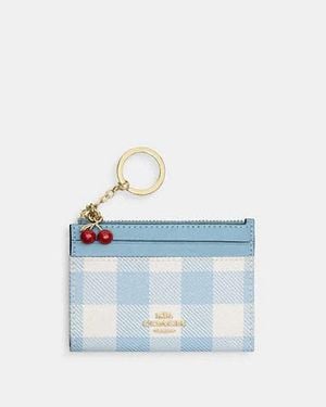COACH Mini Id Case With Gingham Print And Charm - Black