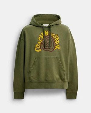 COACH Sudadera Con Capucha Espiral Teñida En, Talla Grande - Verde