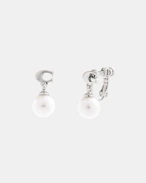 COACH Signature Pearl Drop Clip-On Earrings - Black