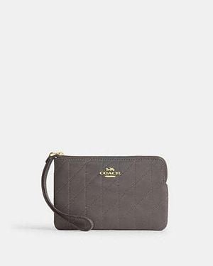 COACH Corner Zip Wristlet With Quilting - Black
