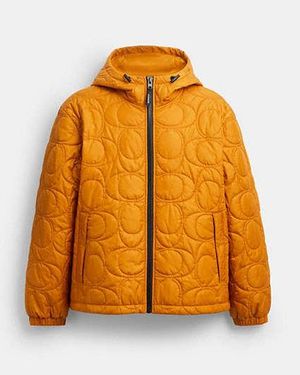 COACH Quilted Signature Puffer Jacket - Orange
