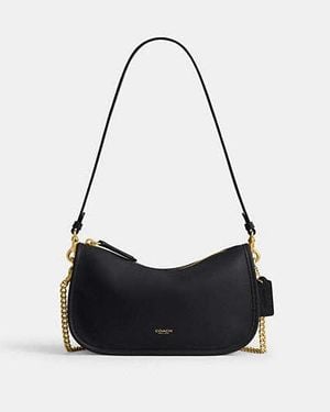 COACH Natural Grain Leather Waverly Bag - Black
