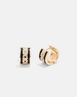 COACH Signature Enamel Hoop Earrings - Black