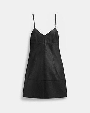 COACH Vestido Corto De Piel - Negro