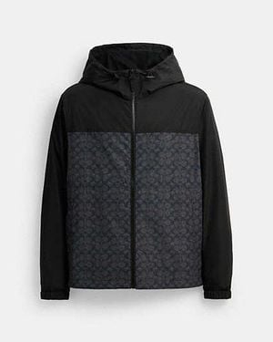 COACH Signature Full Zip Windbreaker - Black