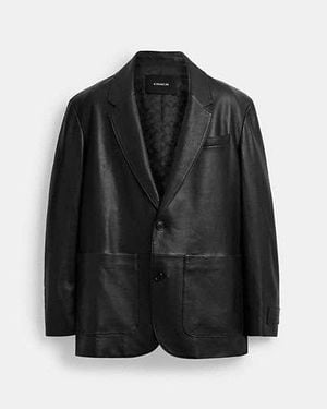 COACH Leather Blazer - Black