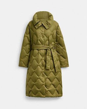 COACH Chaqueta acolchada larga de nailon reciclado - Verde