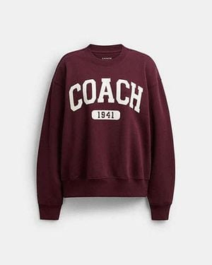 COACH Sweat Col Rond Sportif Coupe Boyfriend Exclusif - Noir
