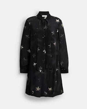 COACH Long Sleeve Star Dress - Black