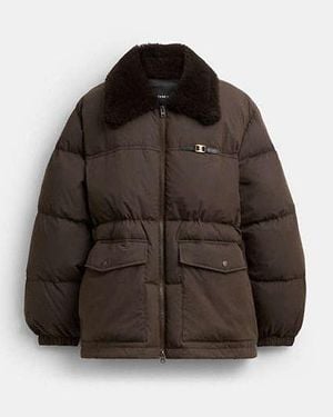 COACH Mid Length Puffer Jacket - Black