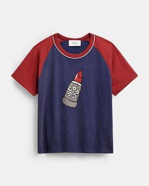 COACH Lipstick Graphic Raglan T-Shirt - Black