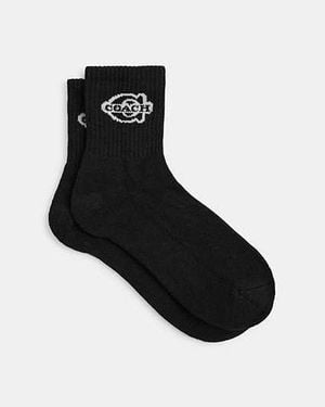 COACH Soho Quarter Crew Socks - Black