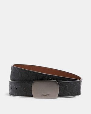 COACH Cinturón Reversible Ajustable Con Hebilla De Placa, 38Mm - Negro