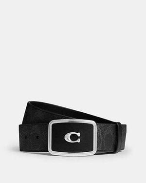 COACH Cinturón Con Hebilla De Placa De Firma, 38 Mm - Negro