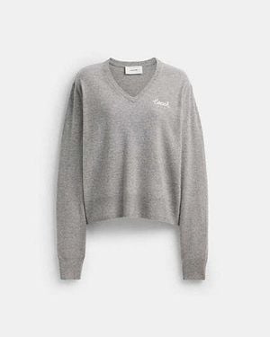 COACH V Neck Jumper - Black