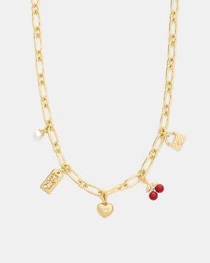 COACH Cherry And Heart Charm Necklace - Black