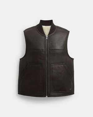 COACH Reversible Shearling Vest - Black