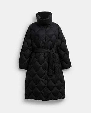 COACH Quilted Long Puffer Jacket - Black