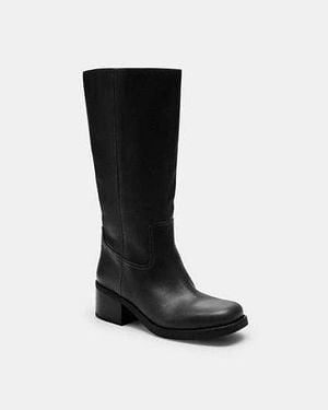 COACH Botte Haute En Pour Femmes, Taille - Noir